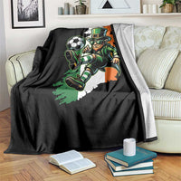 Funny Leprechaun Playing Soccer Throw Blanket St Patricks Day
