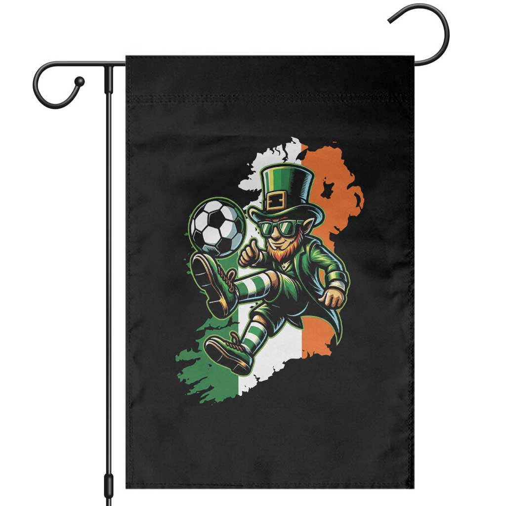 Funny Leprechaun Playing Soccer Garden Flag St Patricks Day