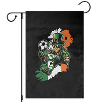 Funny Leprechaun Playing Soccer Garden Flag St Patricks Day