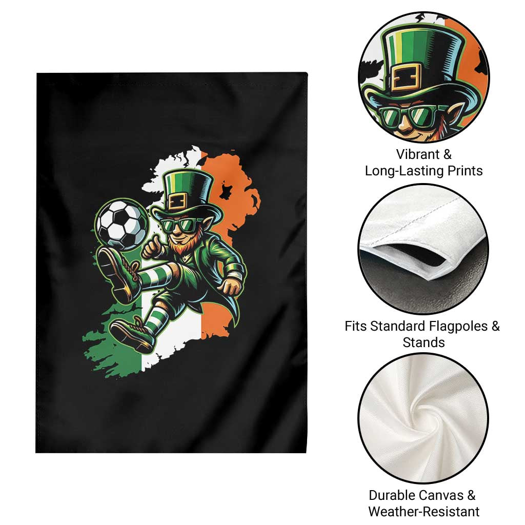 Funny Leprechaun Playing Soccer Garden Flag St Patricks Day