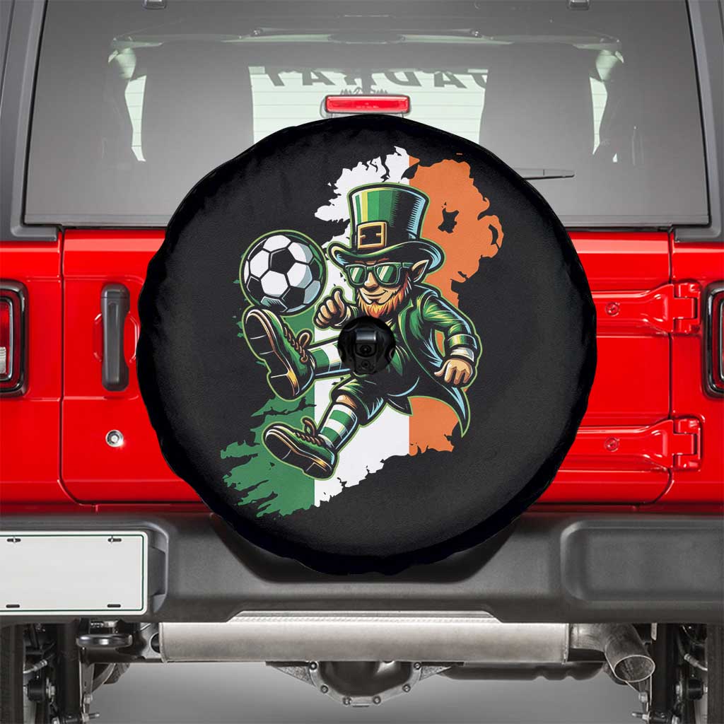Funny Leprechaun Playing Soccer Spare Tire Cover St Patricks Day