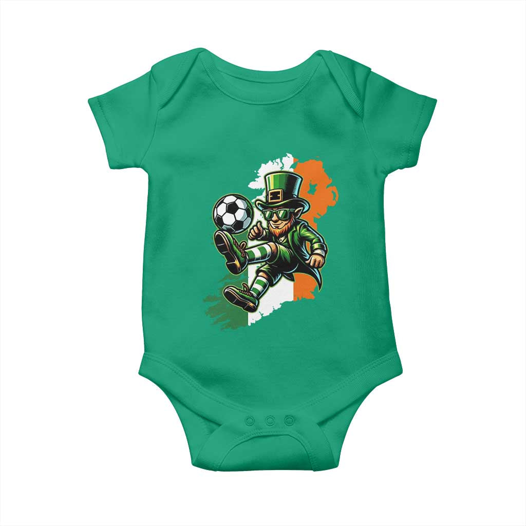 Funny Leprechaun Playing Soccer Baby Onesie St Patricks Day