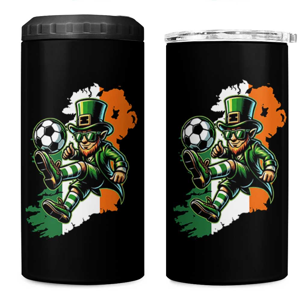 Funny Leprechaun Playing Soccer 4 in 1 Can Cooler Tumbler St Patricks Day