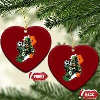 Funny Leprechaun Playing Soccer Ceramic Ornament St Patricks Day