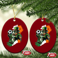Funny Leprechaun Playing Soccer Ceramic Ornament St Patricks Day