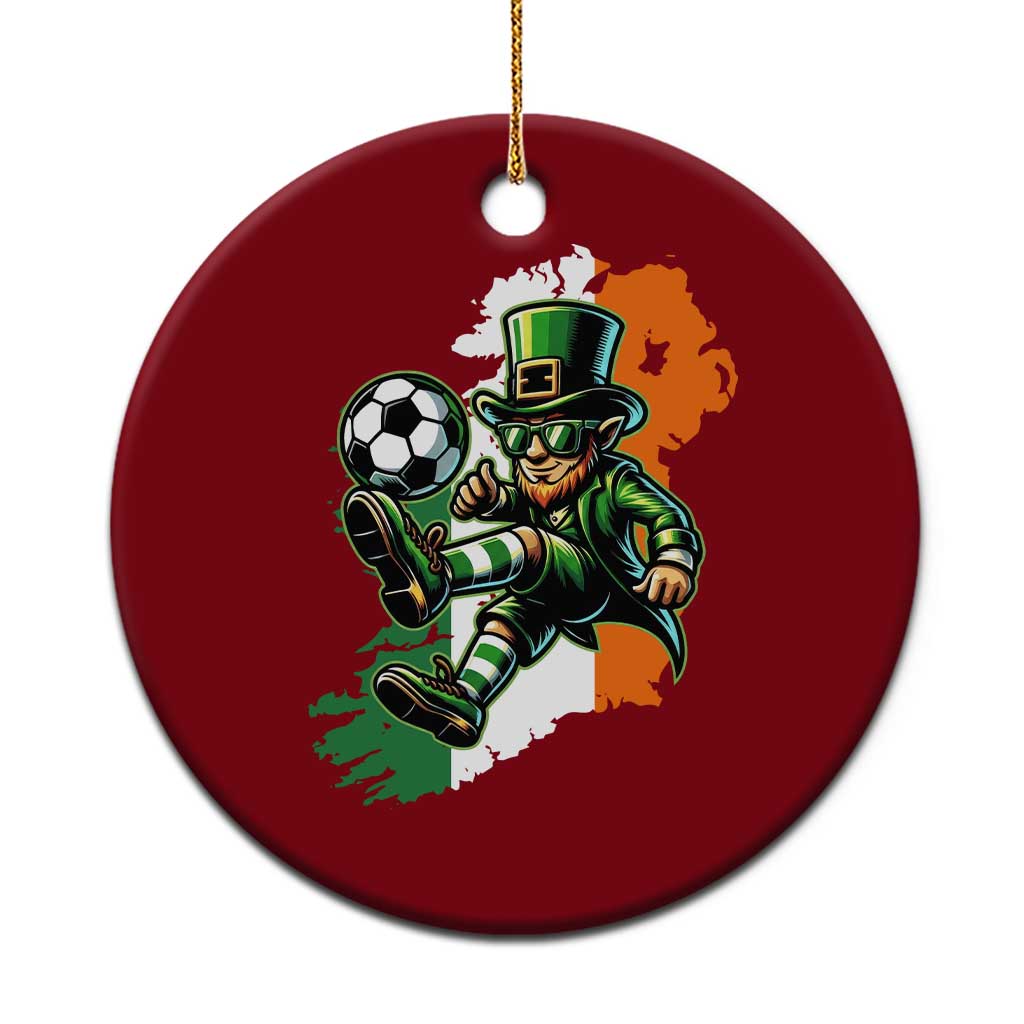 Funny Leprechaun Playing Soccer Ceramic Ornament St Patricks Day