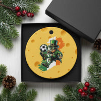 Funny Leprechaun Playing Soccer Ceramic Ornament St Patricks Day
