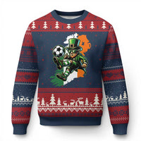 Funny Leprechaun Playing Soccer Ugly Christmas Sweater St Patricks Day