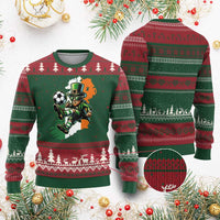 Funny Leprechaun Playing Soccer Ugly Christmas Sweater St Patricks Day