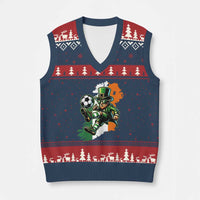 Funny Leprechaun Playing Soccer V-Neck Knit Sweater Vest St Patricks Day