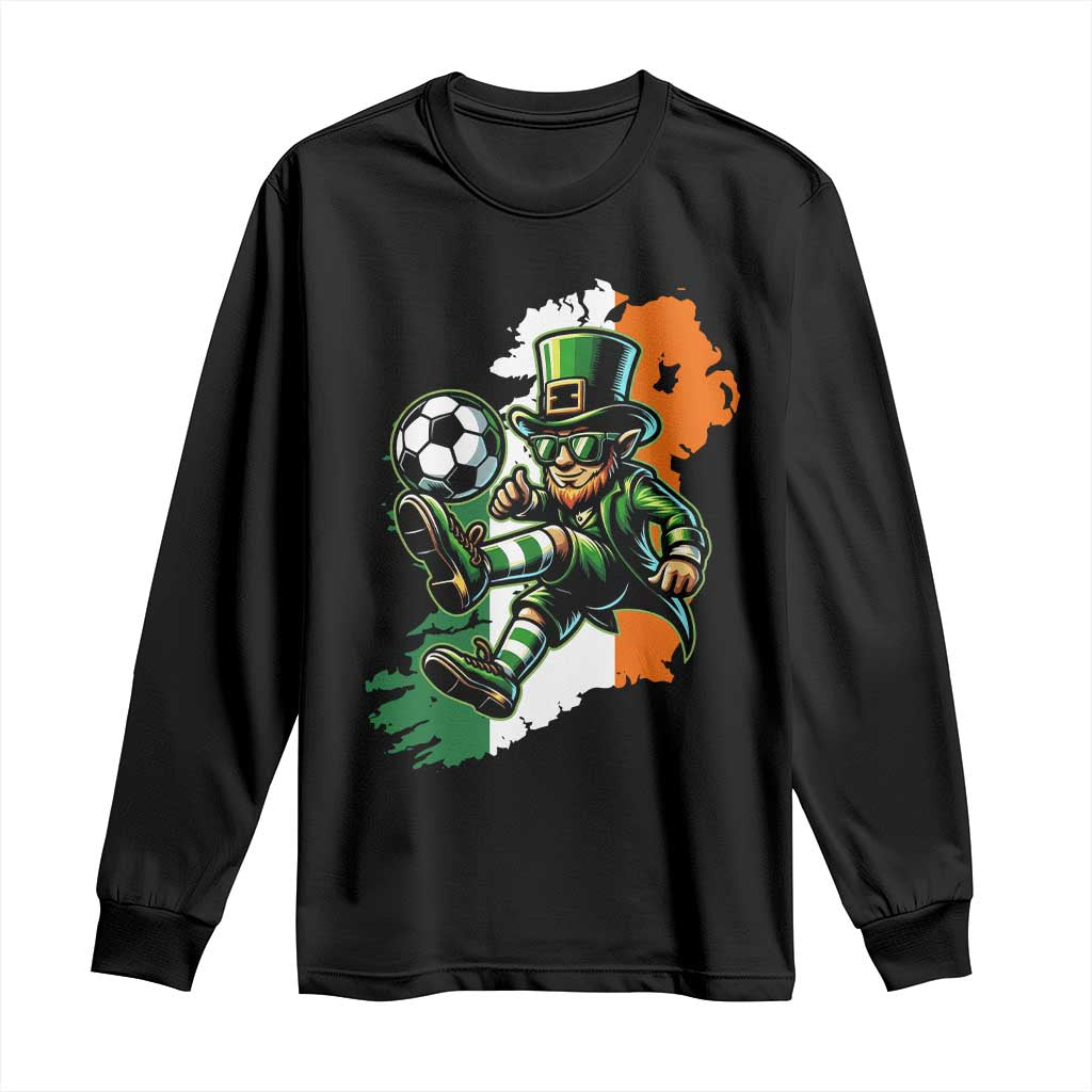Funny Leprechaun Playing Soccer Long Sleeve Shirt St Patricks Day