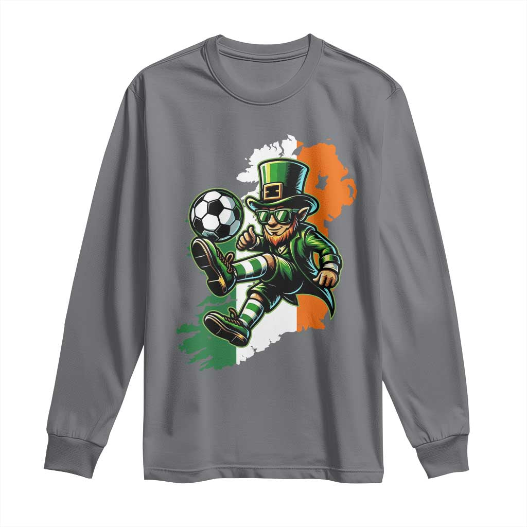Funny Leprechaun Playing Soccer Long Sleeve Shirt St Patricks Day
