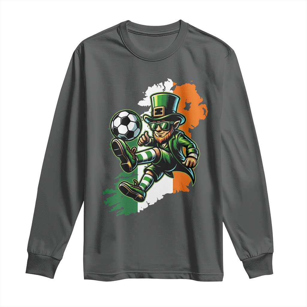 Funny Leprechaun Playing Soccer Long Sleeve Shirt St Patricks Day