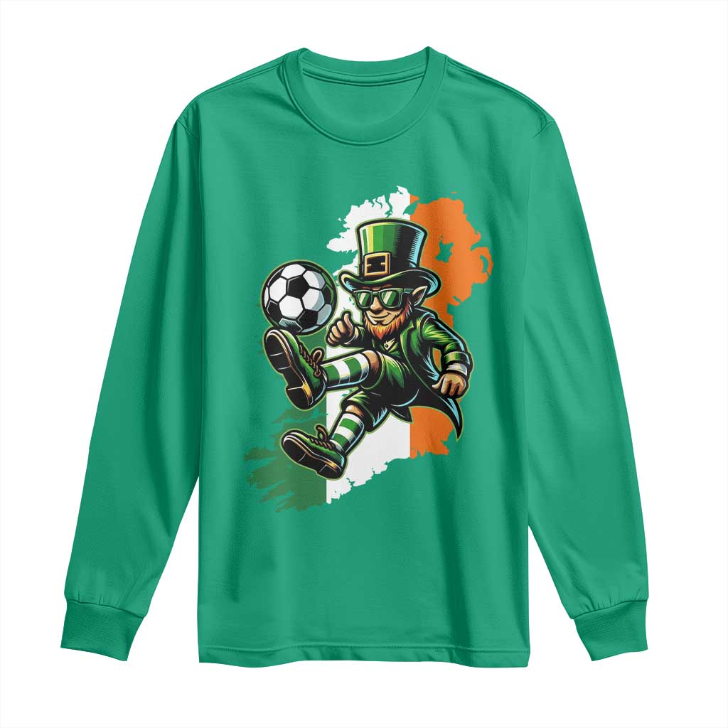 Funny Leprechaun Playing Soccer Long Sleeve Shirt St Patricks Day