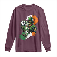 Funny Leprechaun Playing Soccer Long Sleeve Shirt St Patricks Day