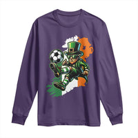 Funny Leprechaun Playing Soccer Long Sleeve Shirt St Patricks Day
