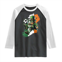 Funny Leprechaun Playing Soccer Raglan Shirt St Patricks Day
