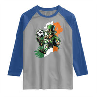 Funny Leprechaun Playing Soccer Raglan Shirt St Patricks Day