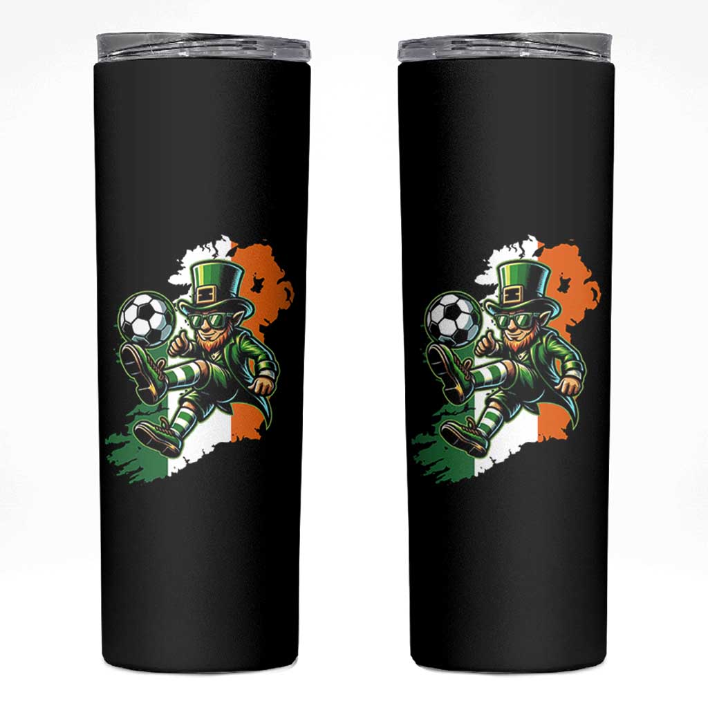 Funny Leprechaun Playing Soccer Skinny Tumbler St Patricks Day
