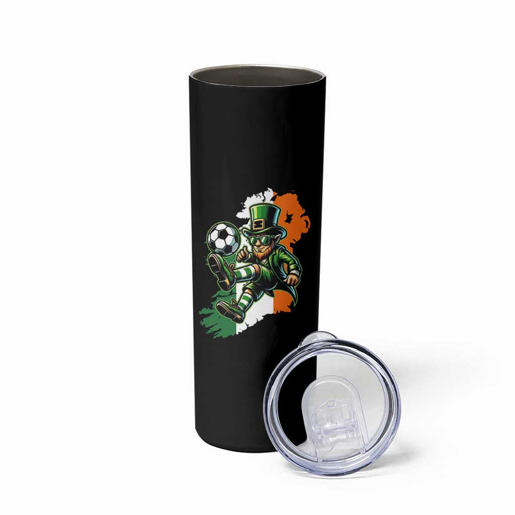 Funny Leprechaun Playing Soccer Skinny Tumbler St Patricks Day
