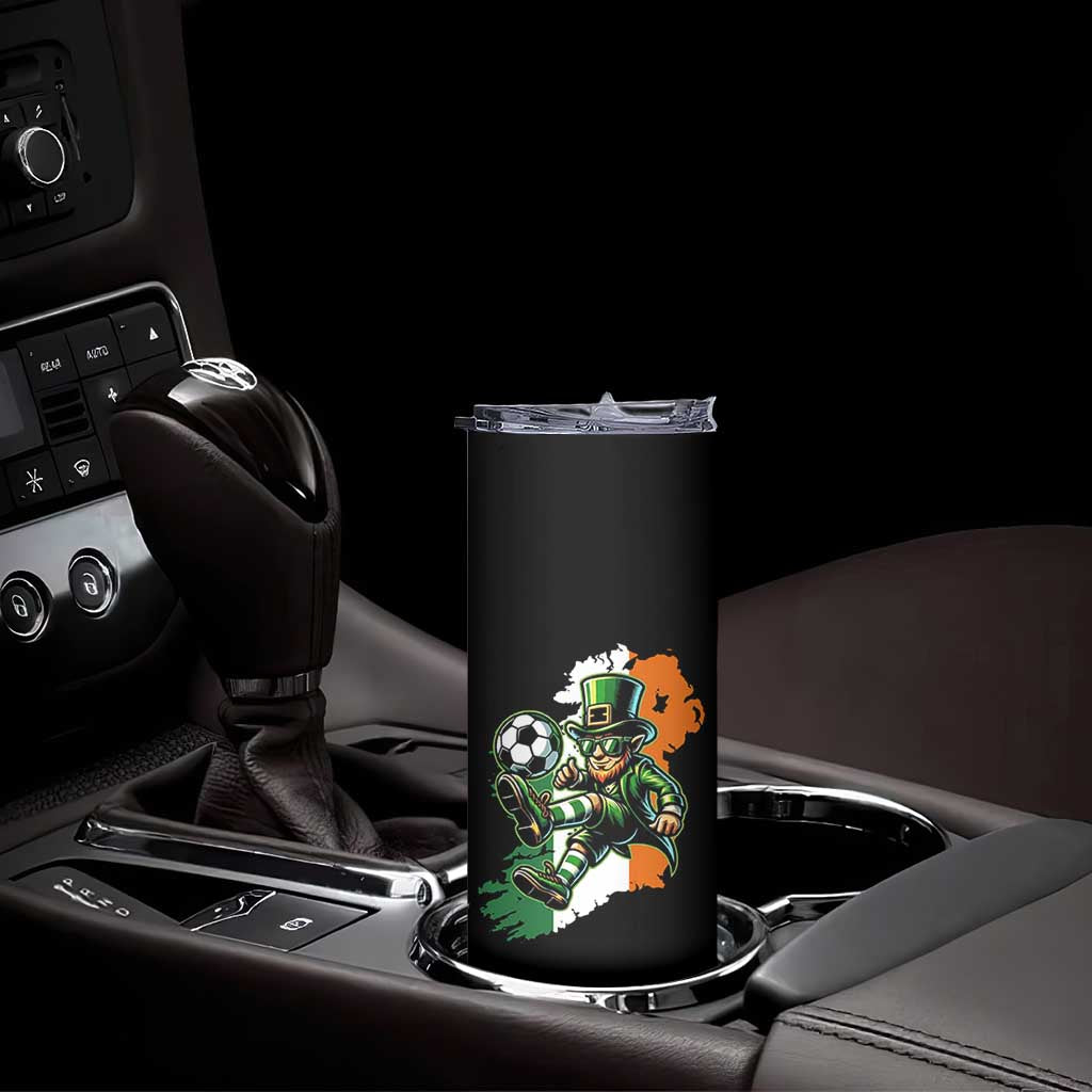 Funny Leprechaun Playing Soccer Skinny Tumbler St Patricks Day