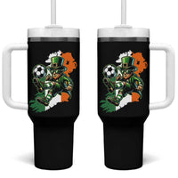 Funny Leprechaun Playing Soccer Tumbler With Handle St Patricks Day