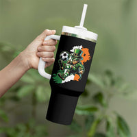 Funny Leprechaun Playing Soccer Tumbler With Handle St Patricks Day