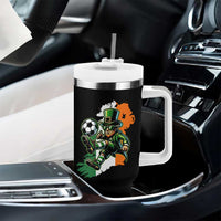 Funny Leprechaun Playing Soccer Tumbler With Handle St Patricks Day
