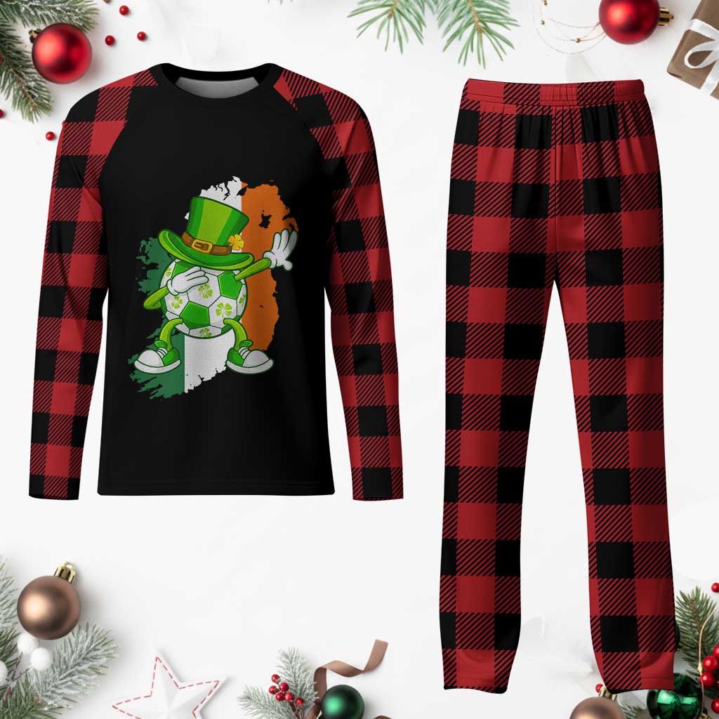 Funny Dabbing Soccer Ball Plaid Pajama Set St Patricks Day