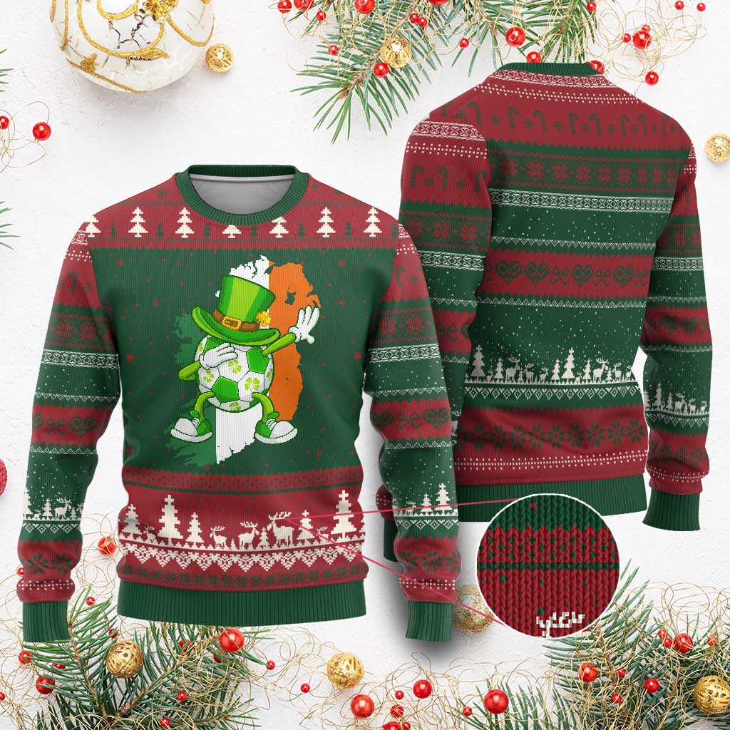 Funny Dabbing Soccer Ball Ugly Christmas Sweater St Patricks Day