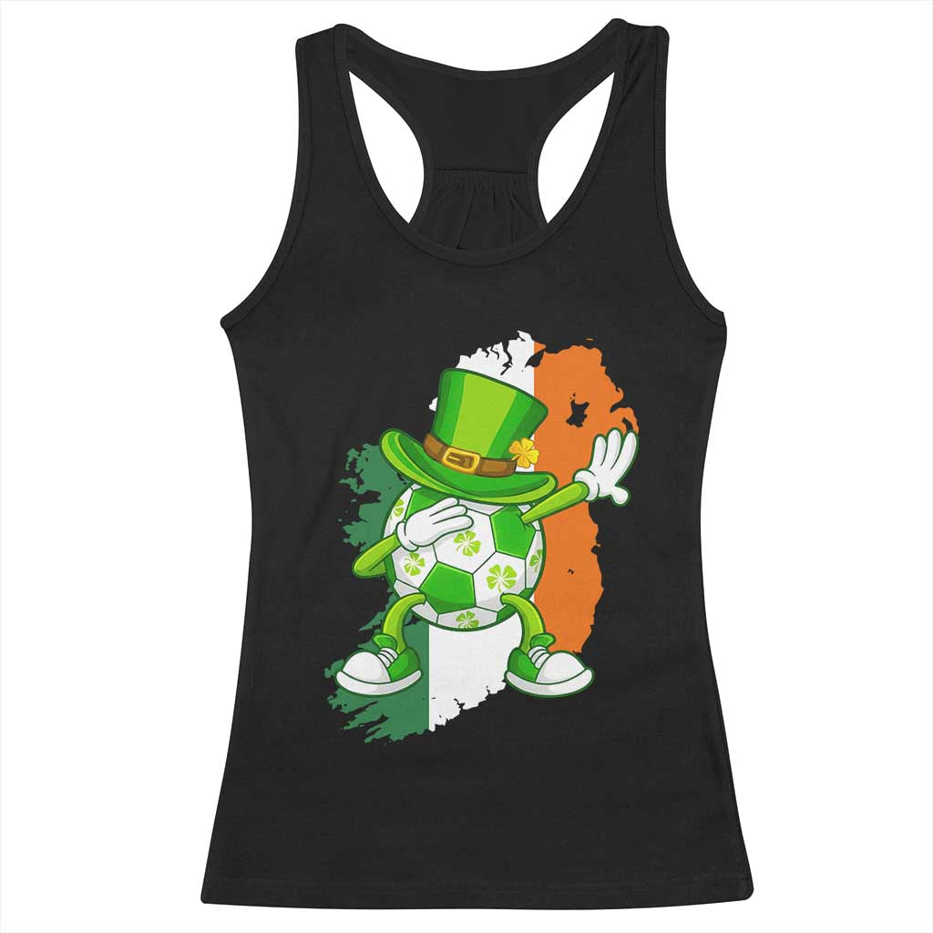 Funny Dabbing Soccer Ball Racerback Tank Top St Patricks Day
