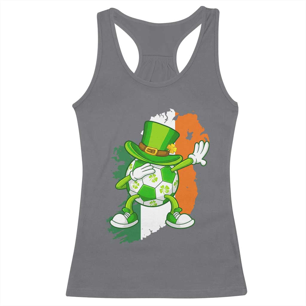 Funny Dabbing Soccer Ball Racerback Tank Top St Patricks Day