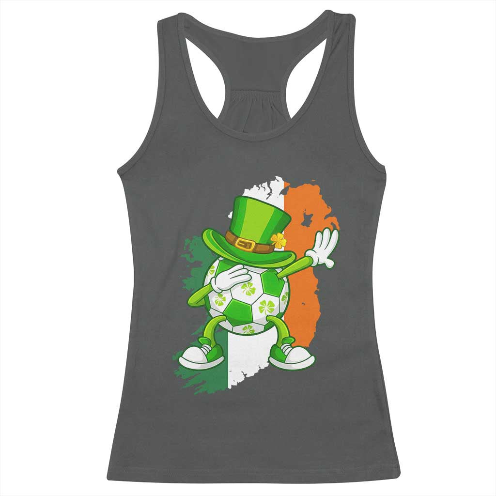 Funny Dabbing Soccer Ball Racerback Tank Top St Patricks Day