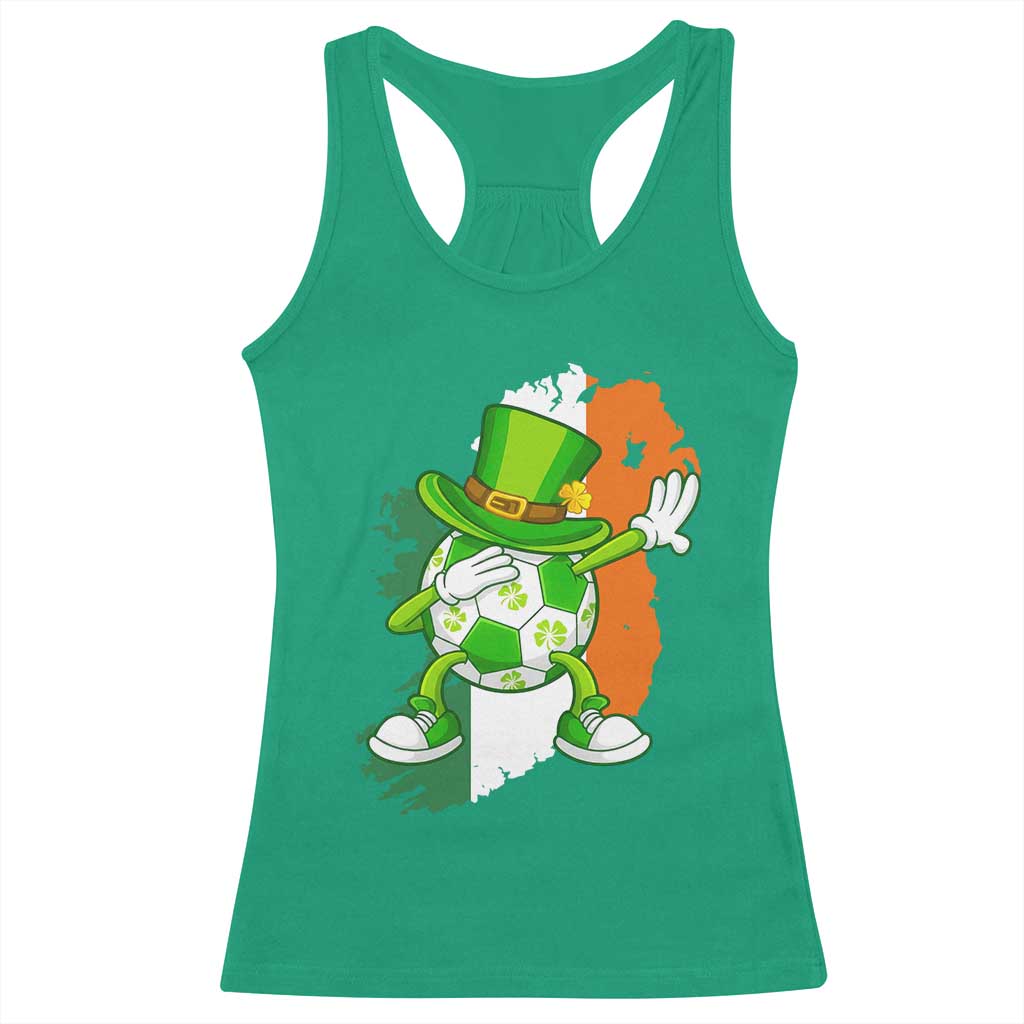 Funny Dabbing Soccer Ball Racerback Tank Top St Patricks Day