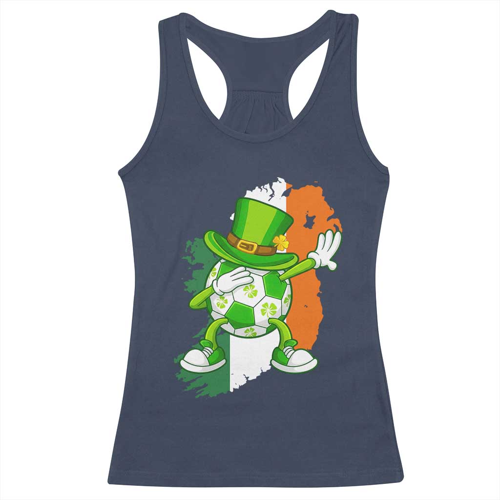 Funny Dabbing Soccer Ball Racerback Tank Top St Patricks Day