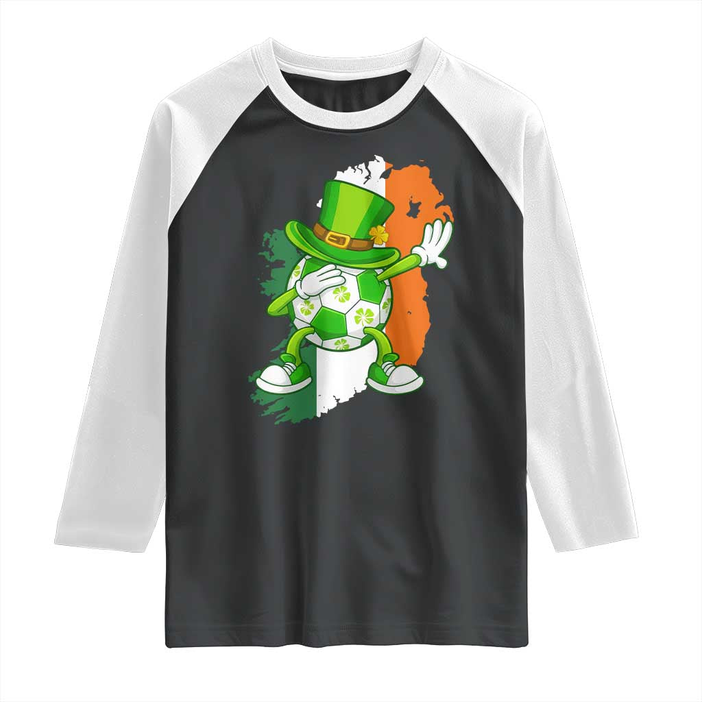 Funny Dabbing Soccer Ball Raglan Shirt St Patricks Day