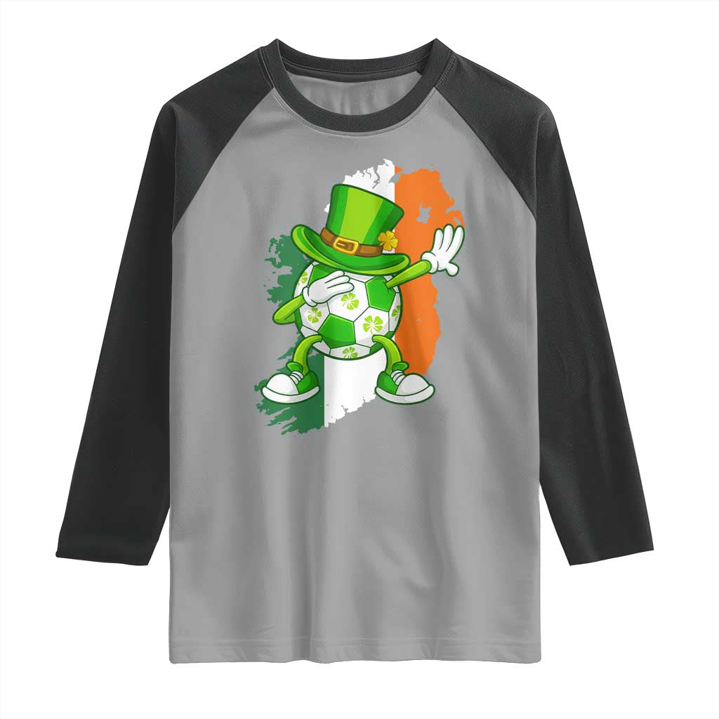 Funny Dabbing Soccer Ball Raglan Shirt St Patricks Day