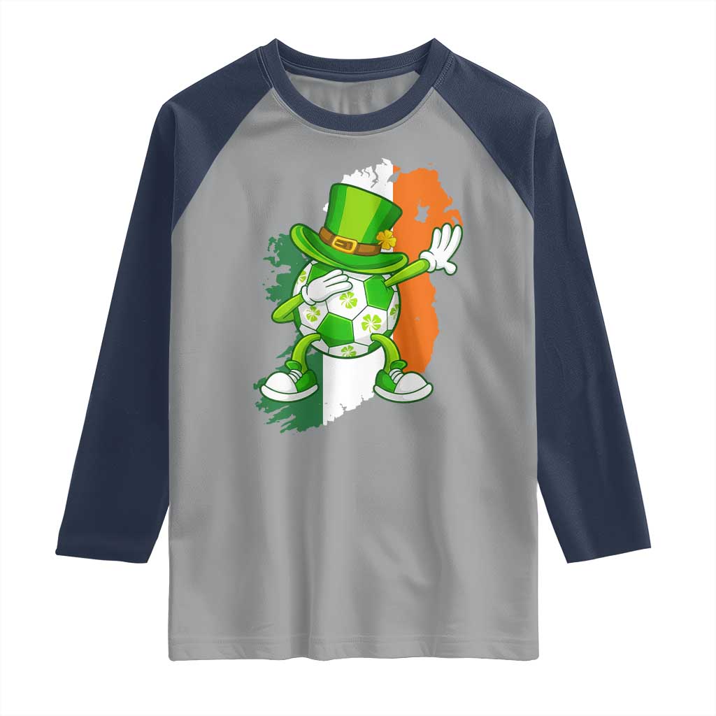 Funny Dabbing Soccer Ball Raglan Shirt St Patricks Day