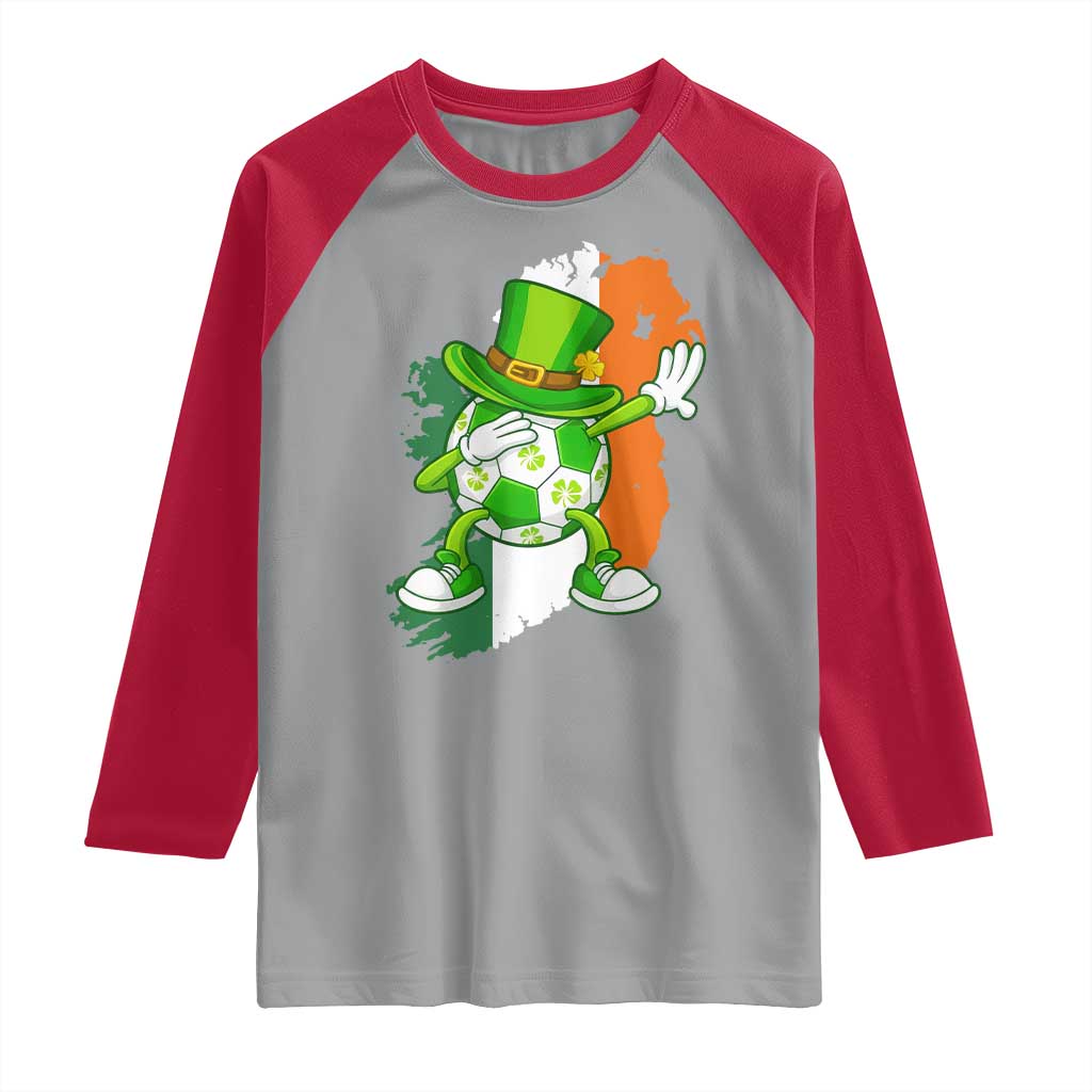 Funny Dabbing Soccer Ball Raglan Shirt St Patricks Day