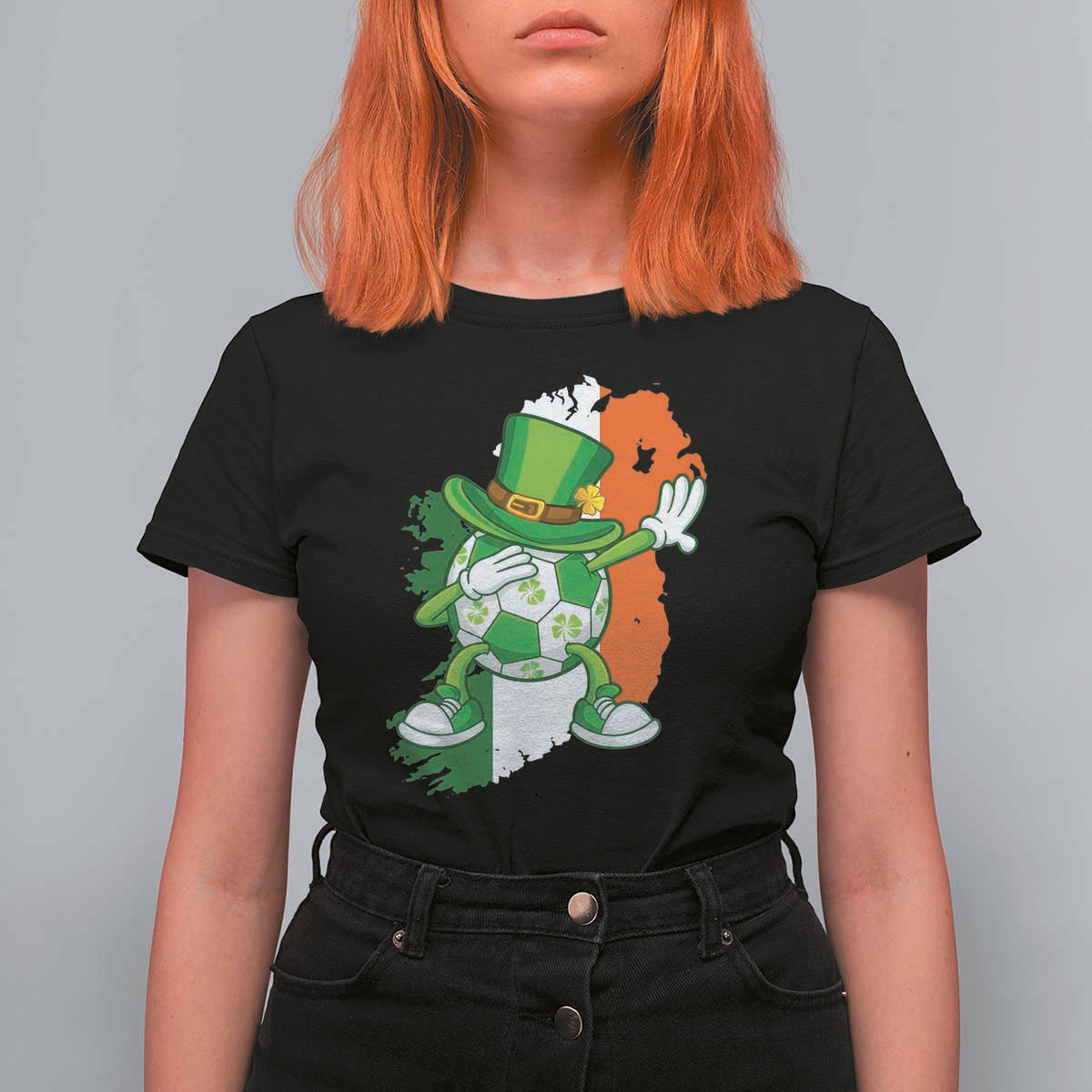 Funny Dabbing Soccer Ball T Shirt For Women St Patricks Day