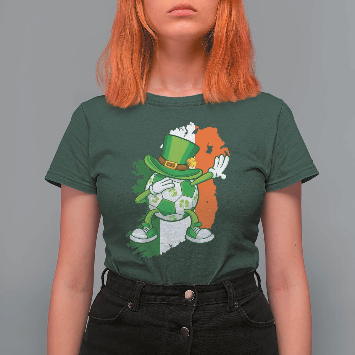 Funny Dabbing Soccer Ball T Shirt For Women St Patricks Day