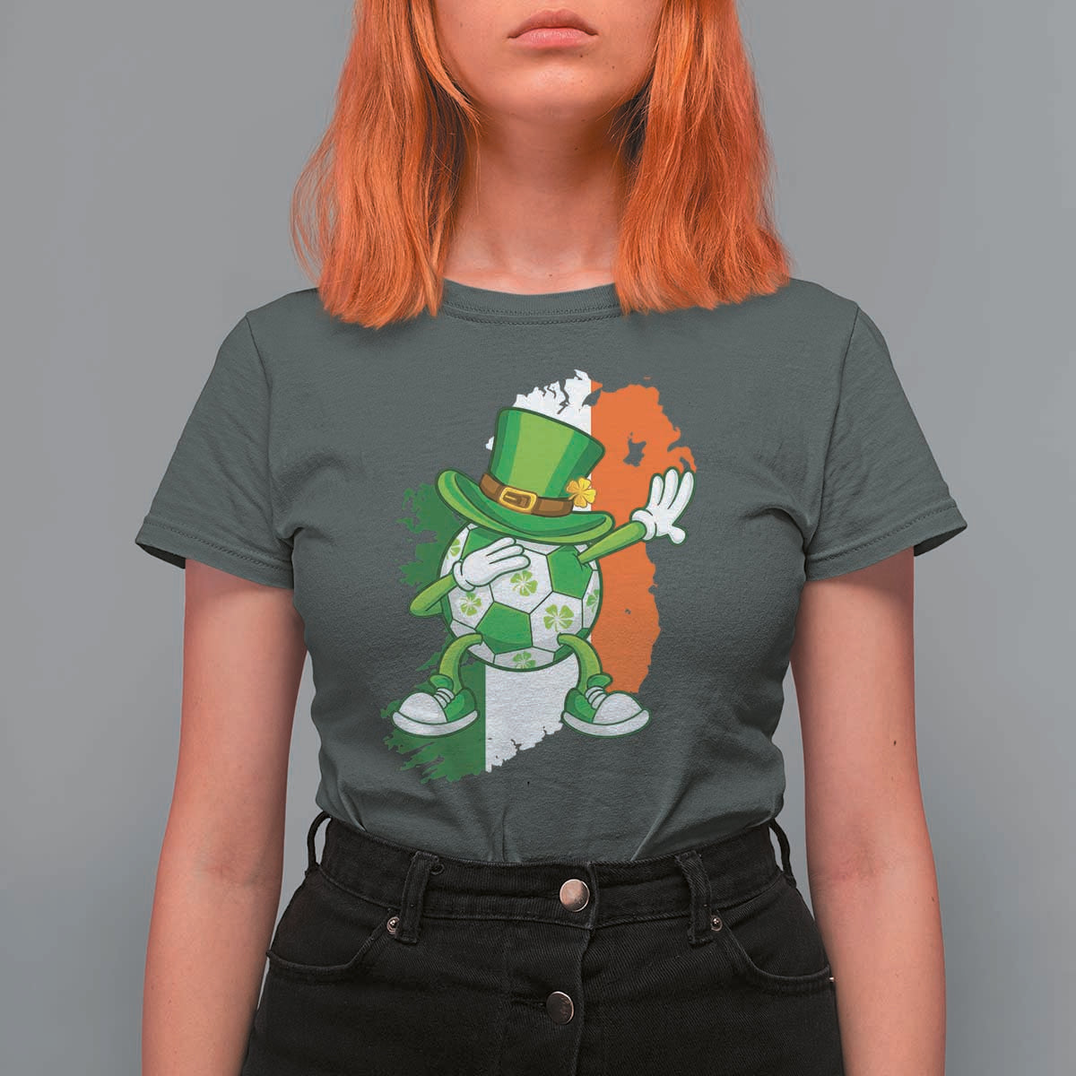 Funny Dabbing Soccer Ball T Shirt For Women St Patricks Day