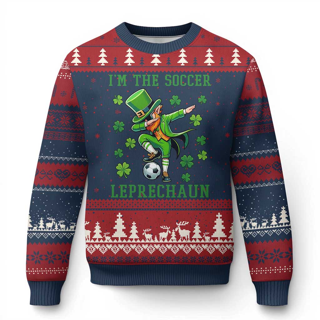 I Am The Soccer Leprechaun Ugly Christmas Sweater Funny Irish Soccer