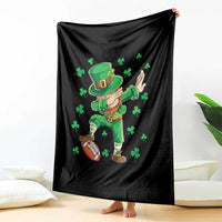Dabbing Leprechaun Football St Patricks Day Boys Men Sports T-Shirt Throw Blanket