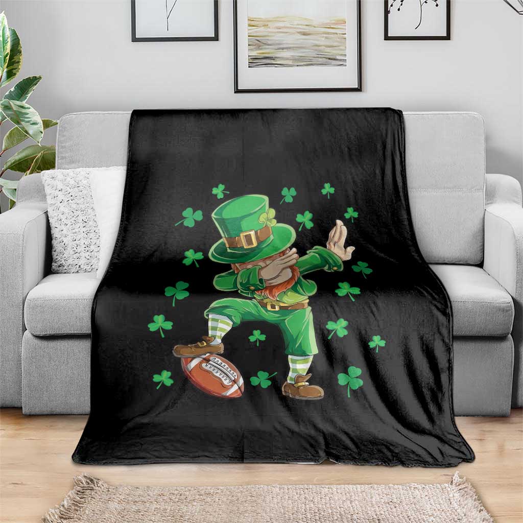Dabbing Leprechaun Football St Patricks Day Boys Men Sports T-Shirt Throw Blanket