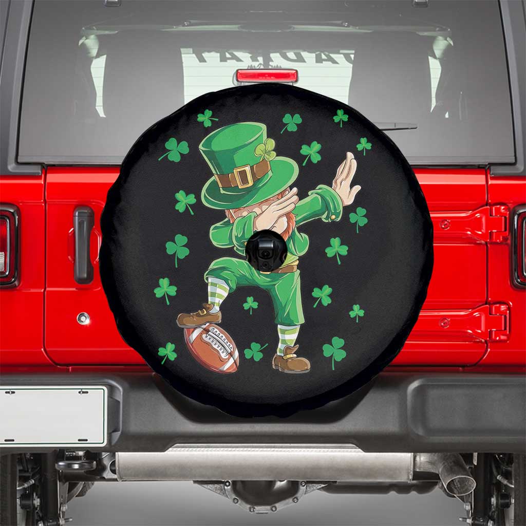 Dabbing Leprechaun Football St Patricks Day Boys Men Sports T-Shirt Spare Tire Cover