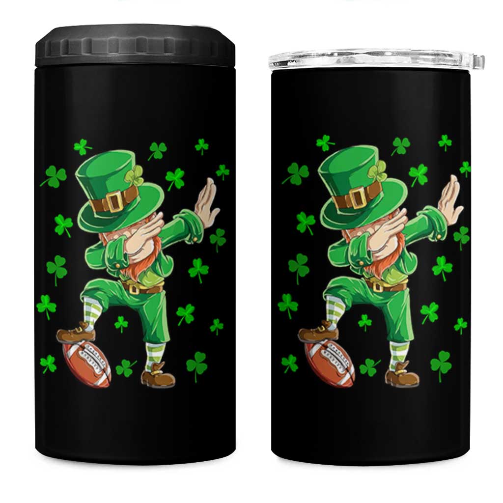 Dabbing Leprechaun Football St Patricks Day Boys Men Sports T-Shirt 4 in 1 Can Cooler Tumbler