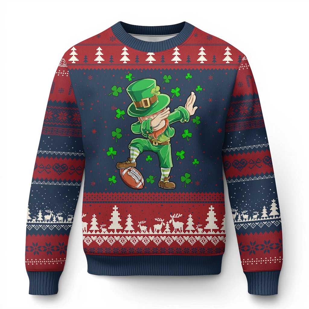 Dabbing Leprechaun Football St Patricks Day Boys Men Sports T-Shirt Ugly Christmas Sweater