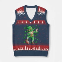 Dabbing Leprechaun Football St Patricks Day Boys Men Sports T-Shirt V-Neck Knit Sweater Vest