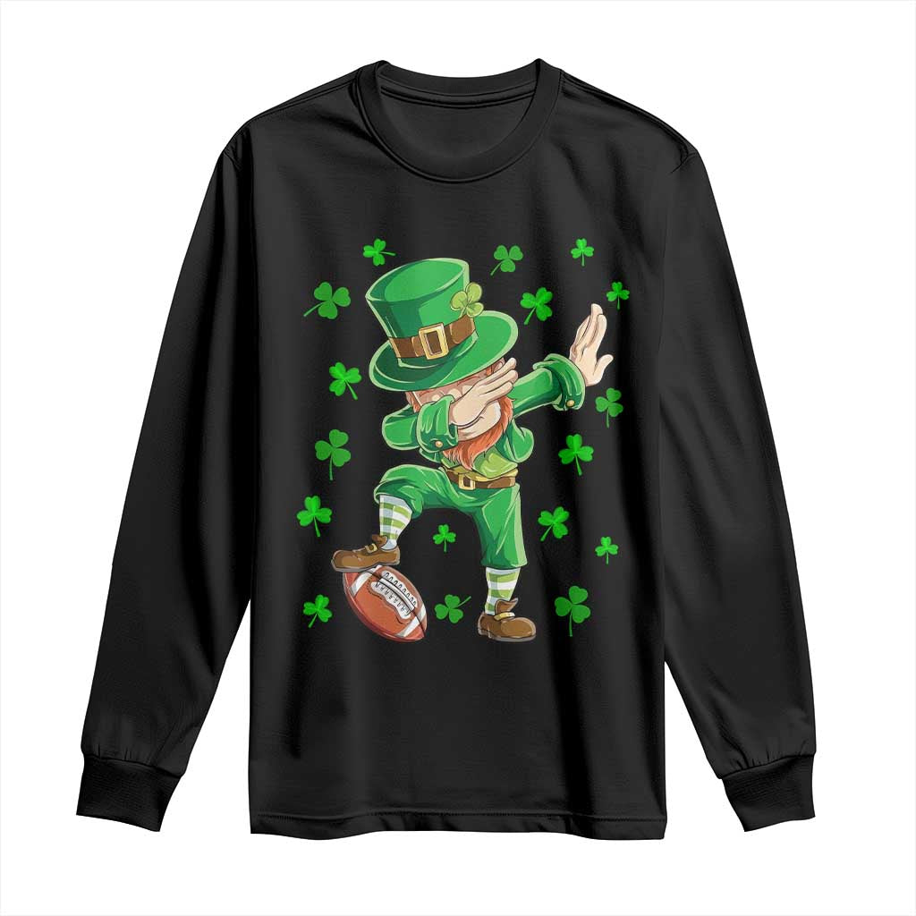 Dabbing Leprechaun Football St Patricks Day Boys Men Sports T-Shirt Long Sleeve Shirt